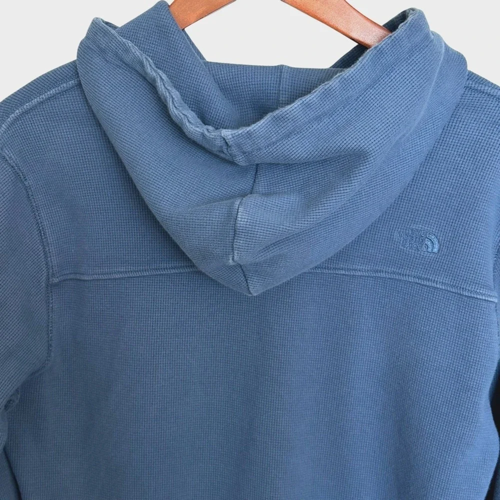 The North Face Mens Waffle Knit Pullover Hoodie Blue A7WS8 Size L